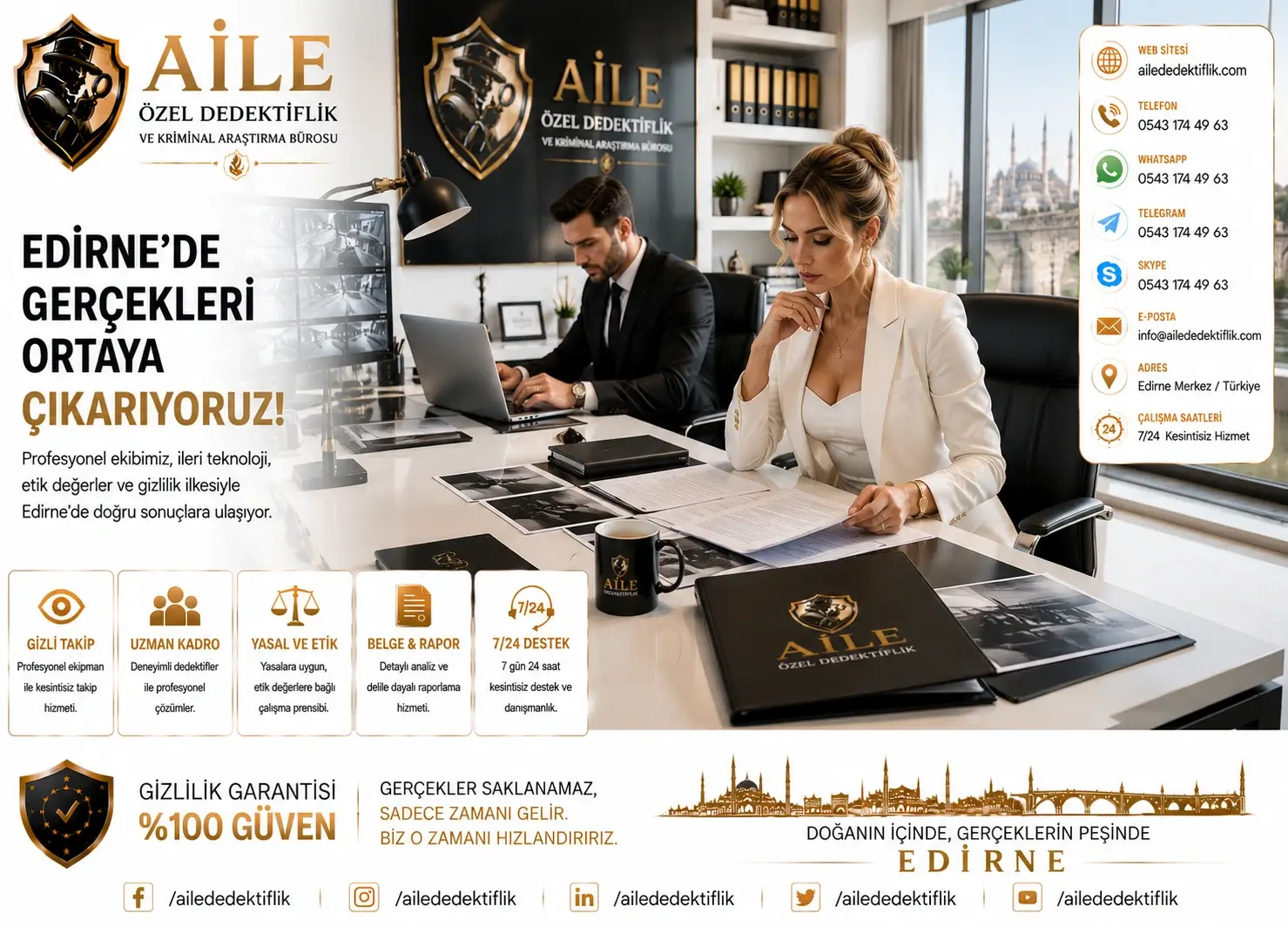 🏛️ 1. EDİRNE Özel Dedektiflik Bürosu | Edirne Merkez ve İlçelerinde Gizli, Profesyonel Araştırma Hizmetleri