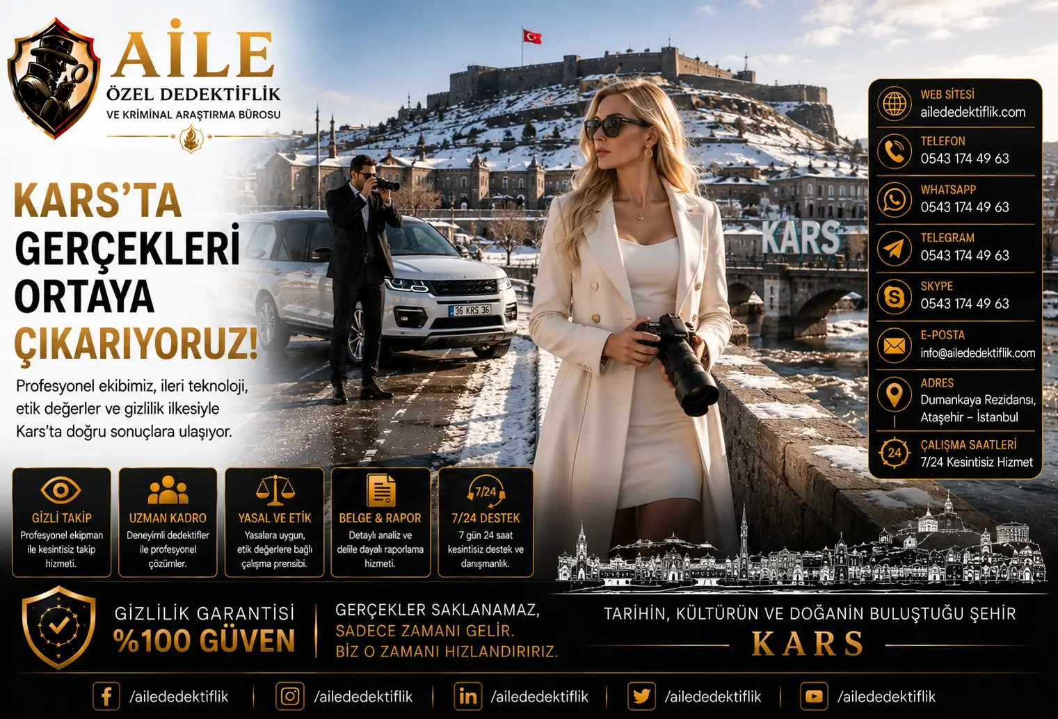 1. Kars’ta Aile Özel Dedektiflik ve Kriminal Araştırma Bürosu ile Kurumsal Özel Dedektiflik Hizmetleri