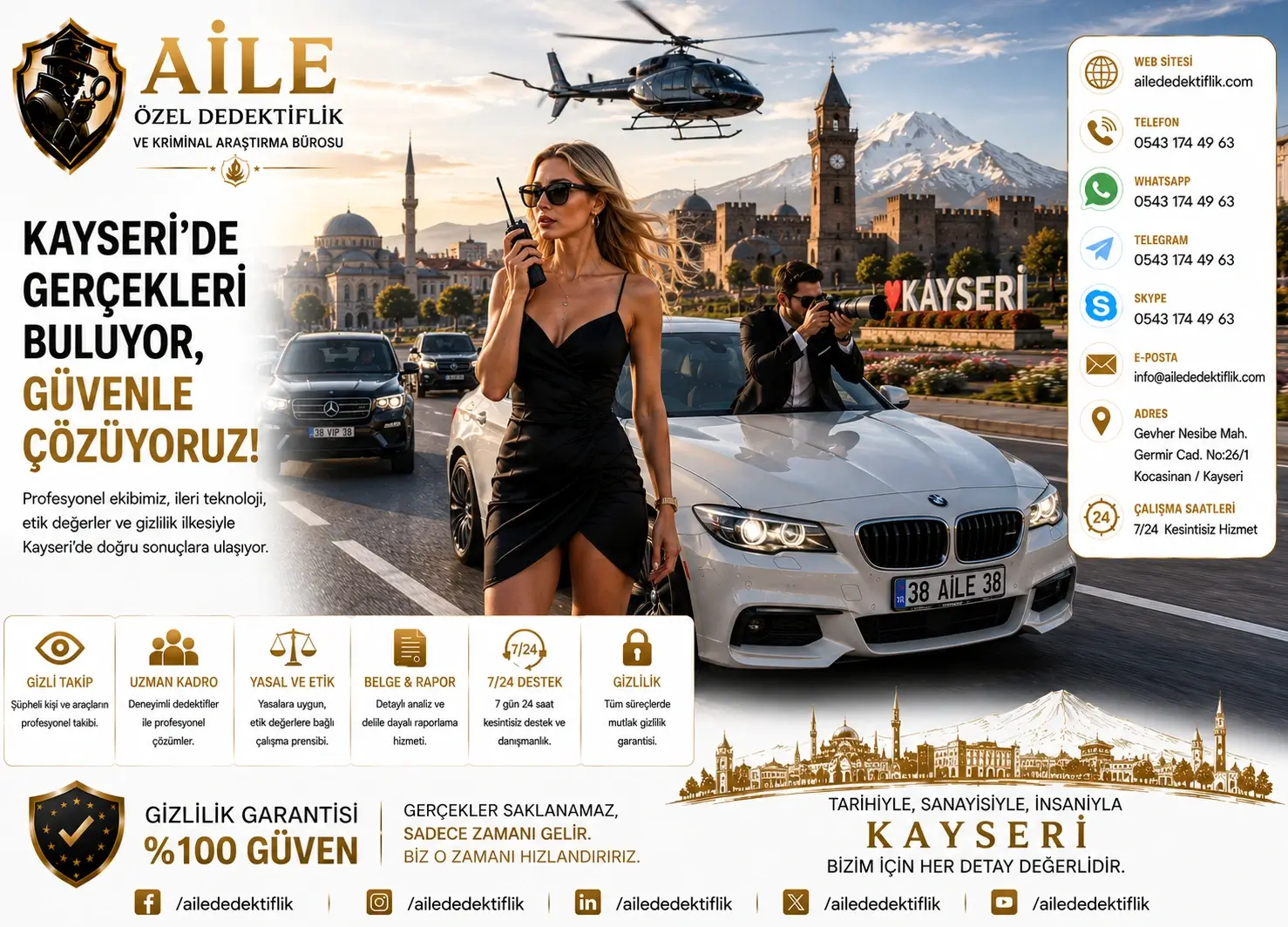 1. Kayseri’de Aile Özel Dedektiflik ve Kriminal Araştırma Bürosu ile Kurumsal Özel Dedektiflik